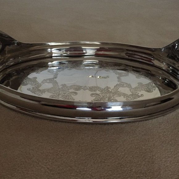 Dessau Home Etched Oval Nickel Tray 16.5" - Picture 4 of 5